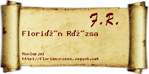 Florián Rózsa névjegykártya